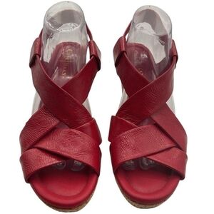 Cole Haan Women's Red Patent leather Wedge Sandals